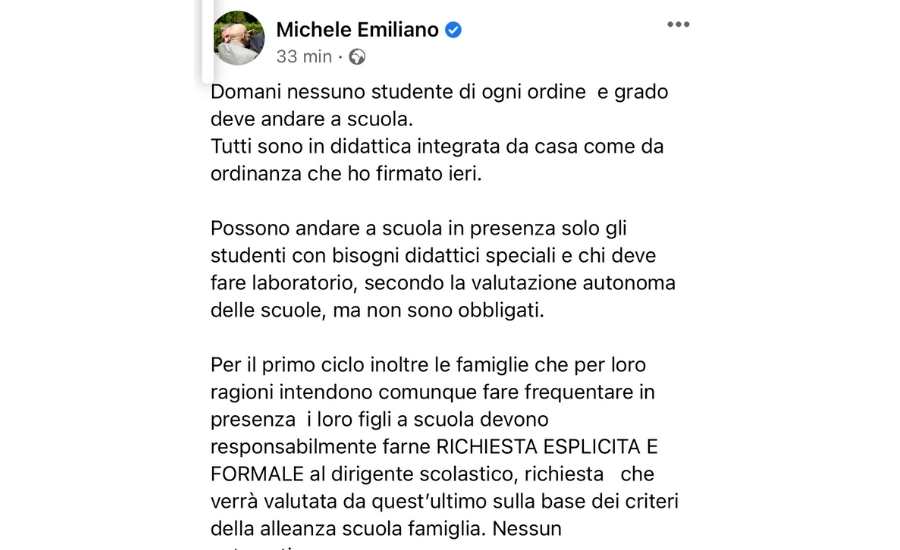 Copia di Puglia verso Arancione ma si teme zona Rossa