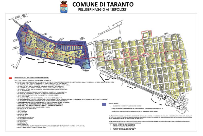 Mappa Traffico e Parcheggi Visita Sepolcri Settimana Santa Taranto (Clicca qui)